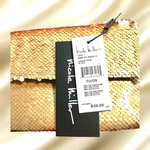 Nicole Miller Sequin Shoulder Bag (Gold) NYE - Picture 9 of 12